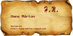 Hans Márton névjegykártya
