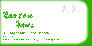 marton hans business card